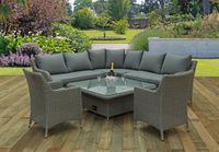 Rowena Half Round Rattan Sofa Set with Adjustable Table and 2 Chairs