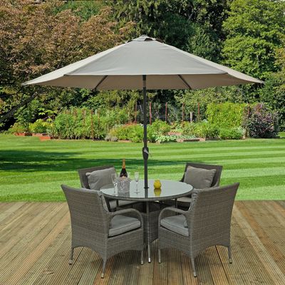 Rowena Table & Chair set (4 chairs, 1 table, 1 Parasol)