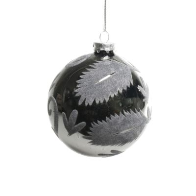10cm Glass Ball Grey w Velvet Pattern