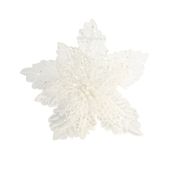 9" Poinsettia w/Clip - WHITE