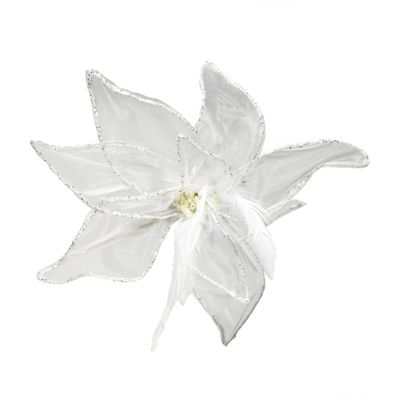 White organza flower with clip