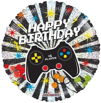  Birthday Gamer - Holographic Balloon - 18 Inch