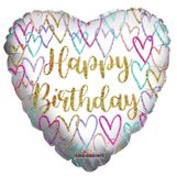 Birthday Hearts -Holographic Balloon - 18 Inch 