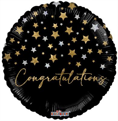 Congratulations Stars - Holographic Balloon - 18 Inch