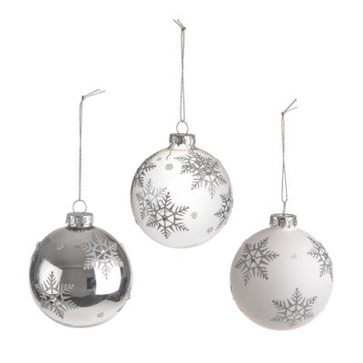 Bauble Snowflake Design 3Ast