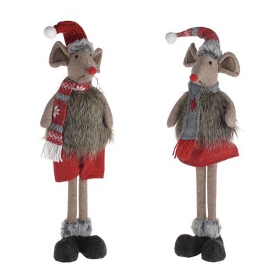 Standing Mr & Mrs Mouse With Long Legs 14x12x60Cm