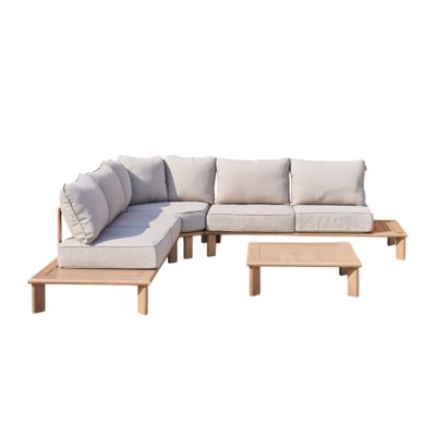 Outdoor Corner Sofa Set & Table - Mixed Beige