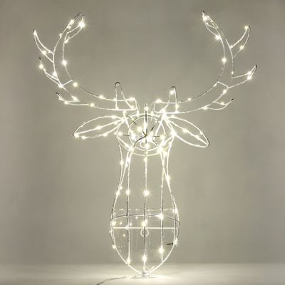 120 warm white LED Silver Stags Head 60X70X20cm mains powered