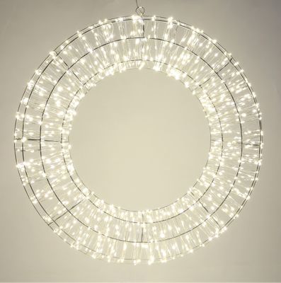 100cm 1200 LED Silver Wreath mains powered