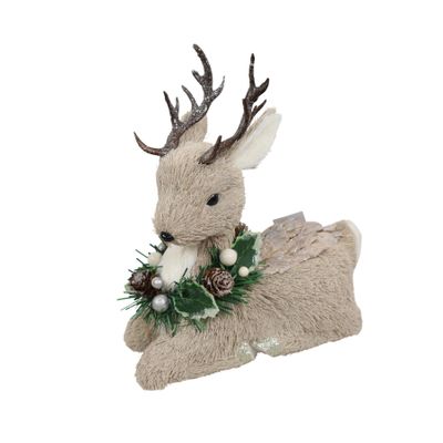 Deer Lying down with Acorns 22x10x26cm 