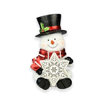Snowman with Light up snowflake in Resin 31cm