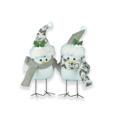 Standing Birds with metal legs Natural 2 Asst hat/scarf designs 22cm