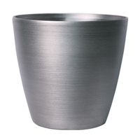 Hortus Lite - Metallic Look Plastic Planter - Brushed Steel - Dia 21  xH19.5cm