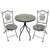 Metal Bistro Table Set - Leaf Design-2 Chairs - Dia 60-H75cm