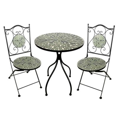 Metal Bistro Table Set - Leaf Design-2 Chairs - Dia 60-H75cm