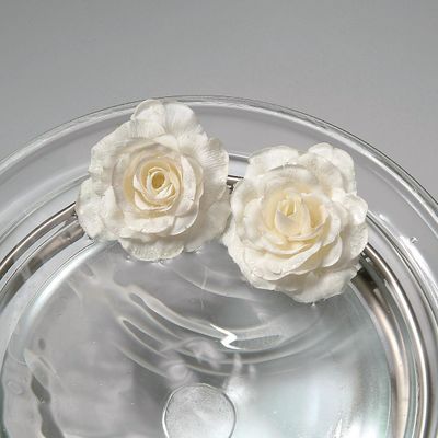 Floating Rose Head x 2 Cream/White