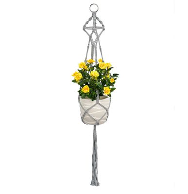 105cm Macrame Hanger W/Ring Grey
