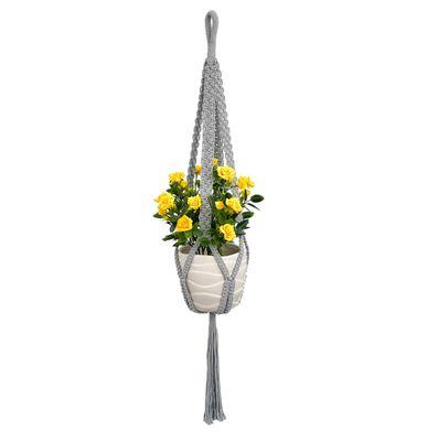 105cm Braided Macrame Planter Grey