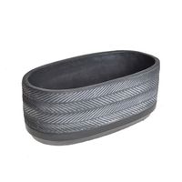 Oval Dark Grey Cement Pot Oblique Pattern