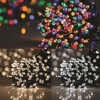 100 Solar Fairy Lights 10.9m 2 functions 3 Asst, Warm white, White, Multi