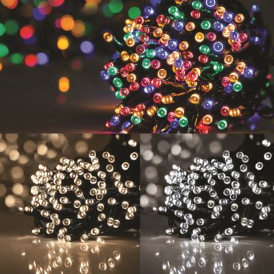 100 Solar Fairy Lights 10.9m 2 functions 3 Asst, Warm white, White, Multi