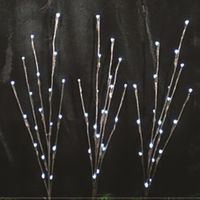 3 Twig Pathway lights 20 bulbs each H60cm 2 Functions White Light Battery