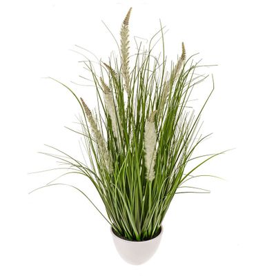 Potted Grass And Cream Cattail 84Cm