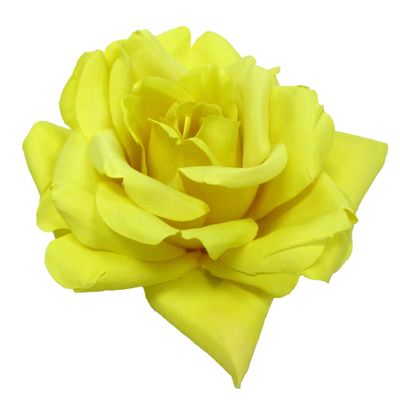 19cm Satin Giant Rose Head Yellow