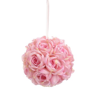 7" Rose Ball Hanger Pink
