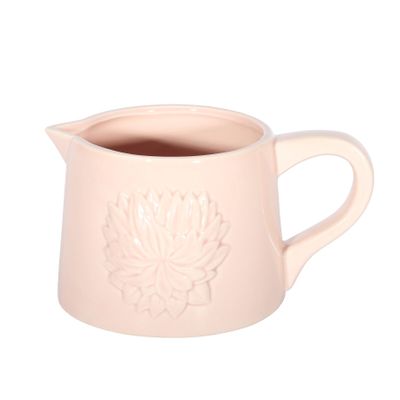 Pink Ceramic Jug with Embossed Flower - H 10.7xTW 19.5cm