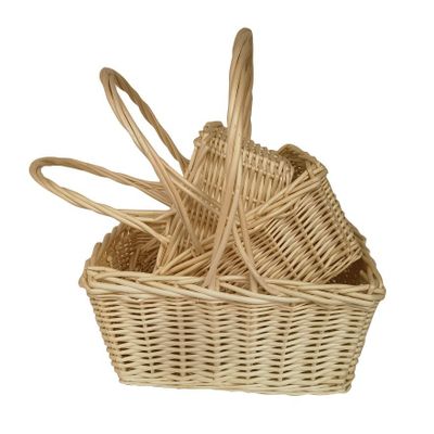 Set of 3 bleached wood rectangle baskets 
