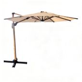 Garden Parasol Round Dia 3m-Tilting/LED Tube Lights & Solar Panel-Ivory