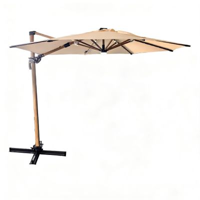 Garden Parasol Round Dia 3m-Tilting/LED Tube Lights & Solar Panel-Ivory