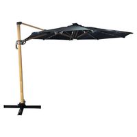 Garden Parasol Round Dia 3m -Tilting /LED Tube Lights & Solar Panel-Black