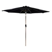 Garden Parasol Round Dia 3m - Wood Effect Alu  Pole / Tilting Feature LED Lights