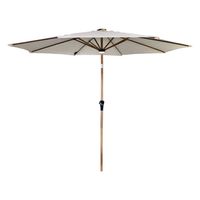 Garden Parasol Round Dia 3m - Wood Effect Alu Pole / Tilting  Feature LED Lights