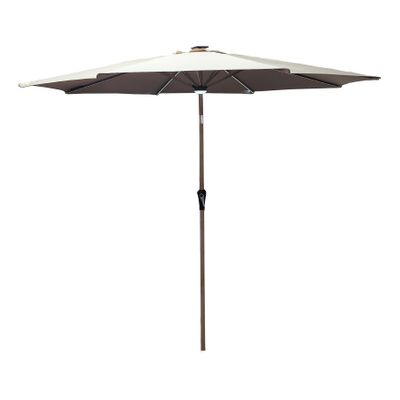 Garden Parasol Round Dia 3m -Wood Effect Alu Pole / Tilting Feature  LED  Lights
