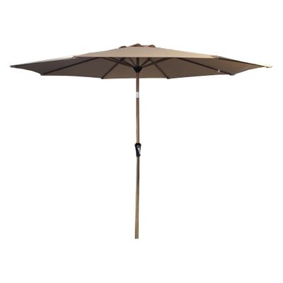 Garden Parasol Round Dia 3m- Wood Effect Alu Pole - Sand