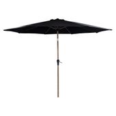 Garden Parasol Round Dia 3m- Wood Effect Alu Pole -Black