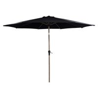 Garden Parasol Round Dia 3m- Wood Effect Alu Pole -Black
