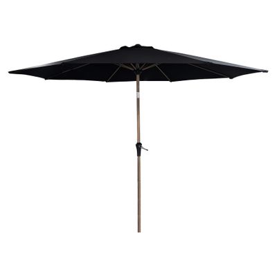 Garden Parasol Round Dia 3m- Wood Effect Alu Pole -Black