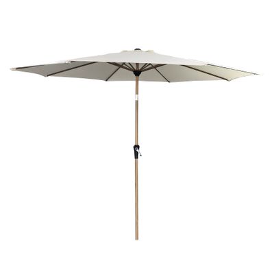 Garden Parasol Round Dia 3m- Wood Effect Alu Pole -Ivory