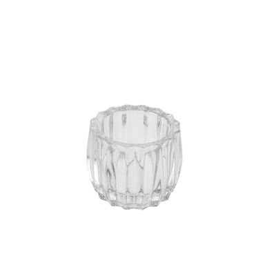Glass Ribbed Tealight holder 7.5cm dia