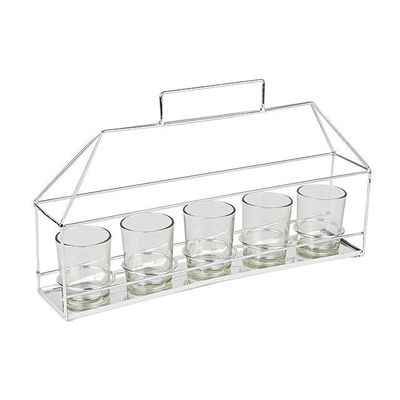 Luna Metal Frame 5 Tlight Holder Silver 36.5Cm