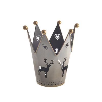 Metal Crown CutOut Reindeer Gold 15.5Cm
