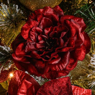 Rose With Clip Red 15Cm