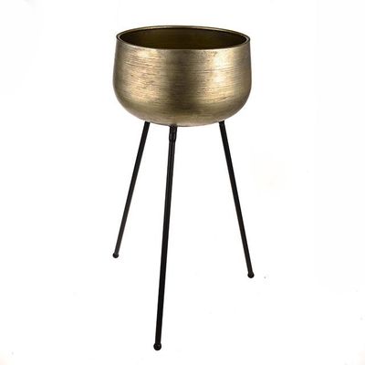 Olympia Metal Plant Pot On Stand Light Gold