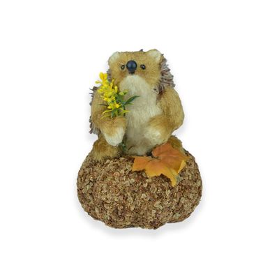 Hedgehog with Autumn leaves 13x13x17cm