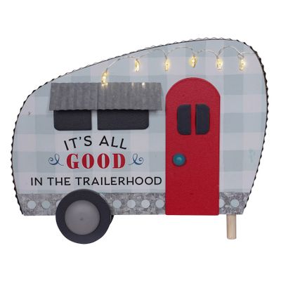 Wooden Caravan "Its all good" with LED 20.5x16.5cm