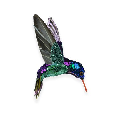 Bird purple and green 9x17x11cm